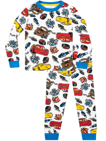 Character White Dinsey Cars Lightning McQueen Long Sleeve Pyjamas - image 1