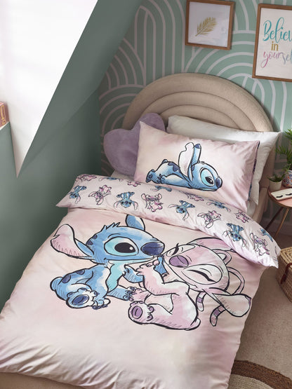 Lilo & Stitch Purple Reversible 100% Cotton Duvet Cover and Pillowcase Set - image 1