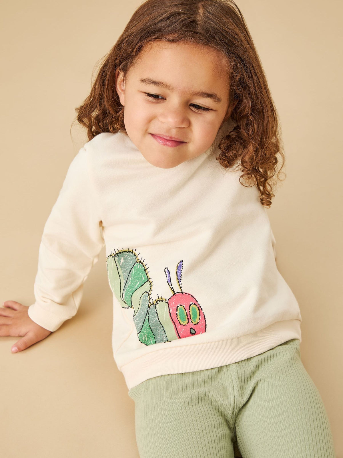 MORI Cream Caterpillar Placement Print Sweatshirt - image 1