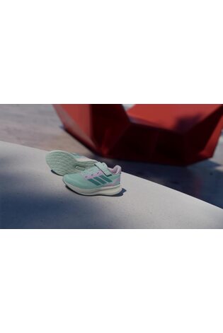 adidas Green Runfalcon 5 Elastic Lace Running Kids Trainers image 2