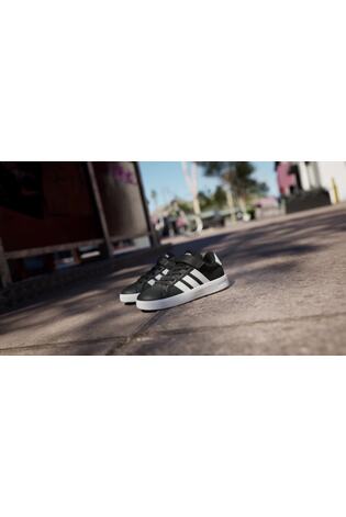 adidas Black/White Grand Court 3.0 Elastic Lace Kids Trainers image 2