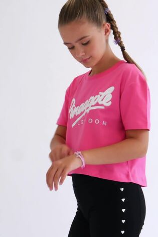 Dsiney Kidz - Pineapple Pink Logo Girls Dance Crop T-Shirt image 2