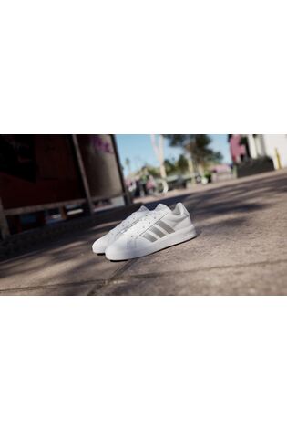 adidas White/Silver Grand Court 3.0 Junior Trainers image 2