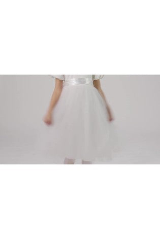 Dsiney Kidz - Angel & Rocket White/Ivory Celine Taffeta Tulle Bow Dress image 2