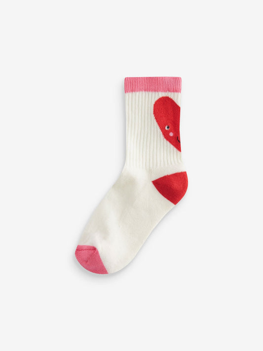 Pink/White Heart Cotton Rich Cushioned Sole Ankle Socks 3 Pack image 2