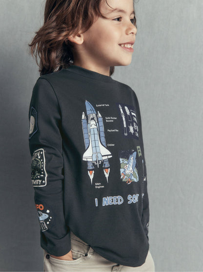 Dsiney Kidz - Boden Grey Long Sleeve Glow T-Shirt image 1