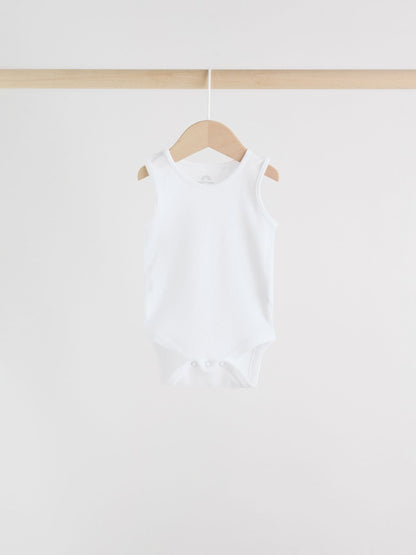 White 5 Pack Baby Vest Bodysuits image 3
