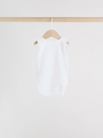 White 5 Pack Baby Vest Bodysuits image 4