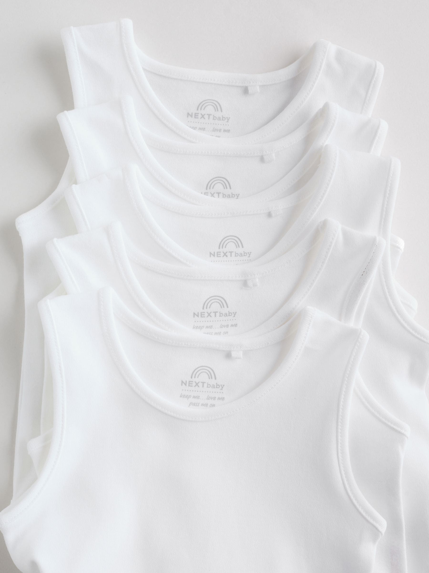 White 5 Pack Baby Vest Bodysuits image 6