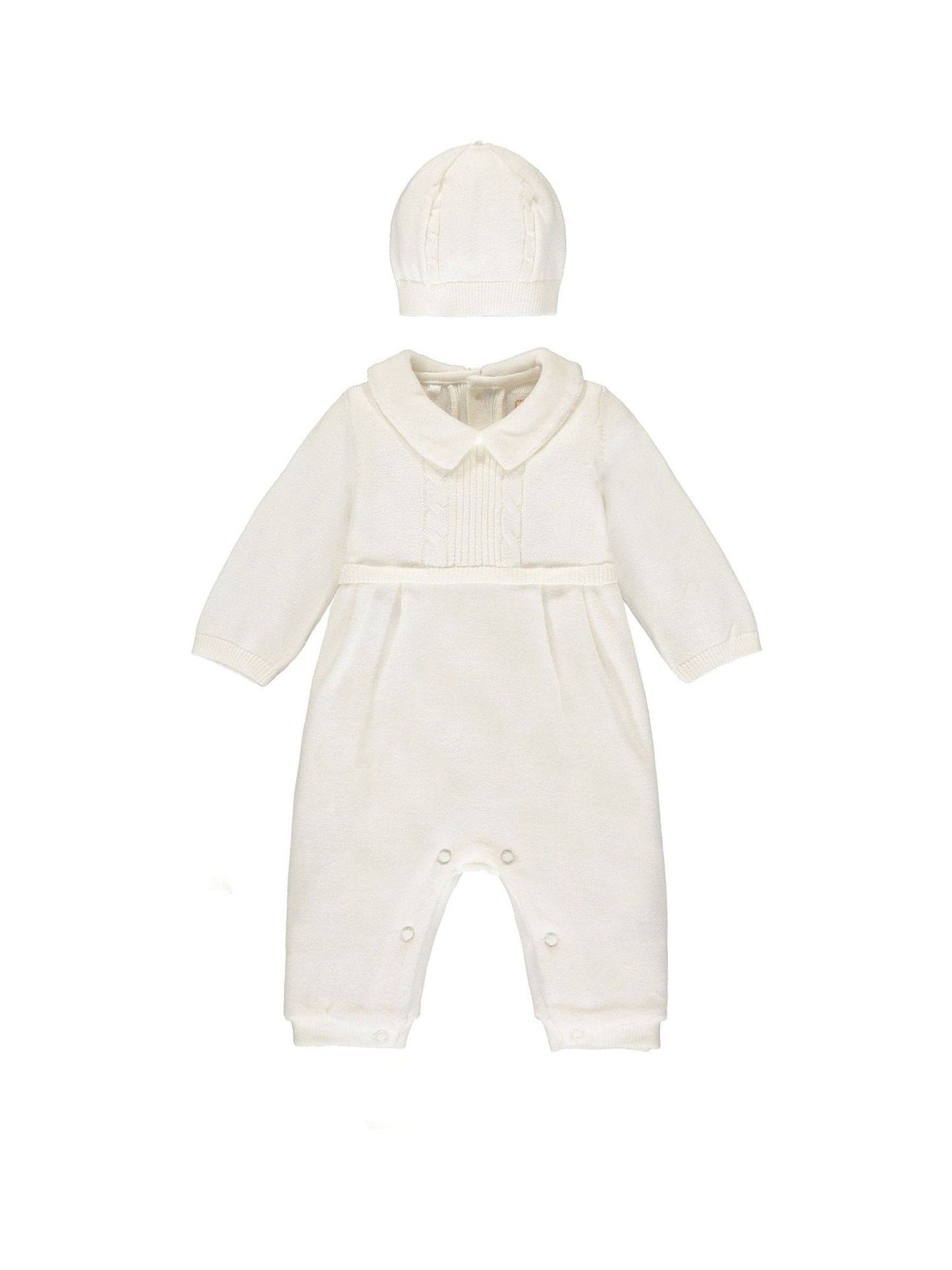 Emile Et Rose White 100% Cotton Cable Knit Upper & Velour Lower Aio With Hat image 2