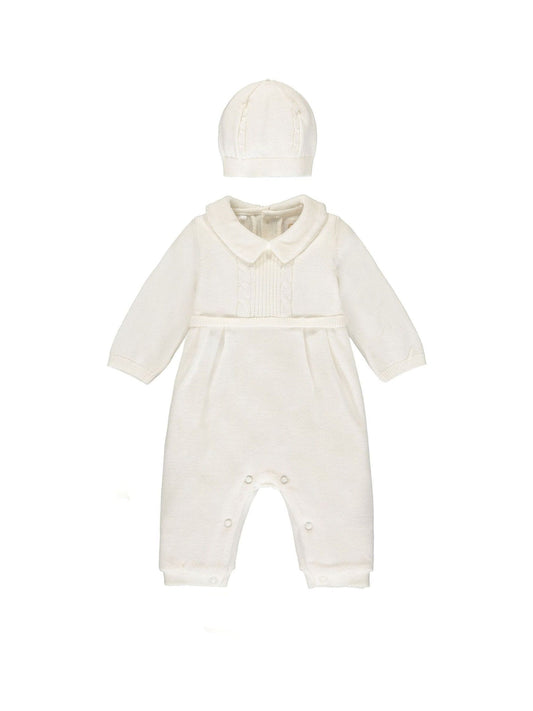 Emile Et Rose White 100% Cotton Cable Knit Upper & Velour Lower Aio With Hat image 2