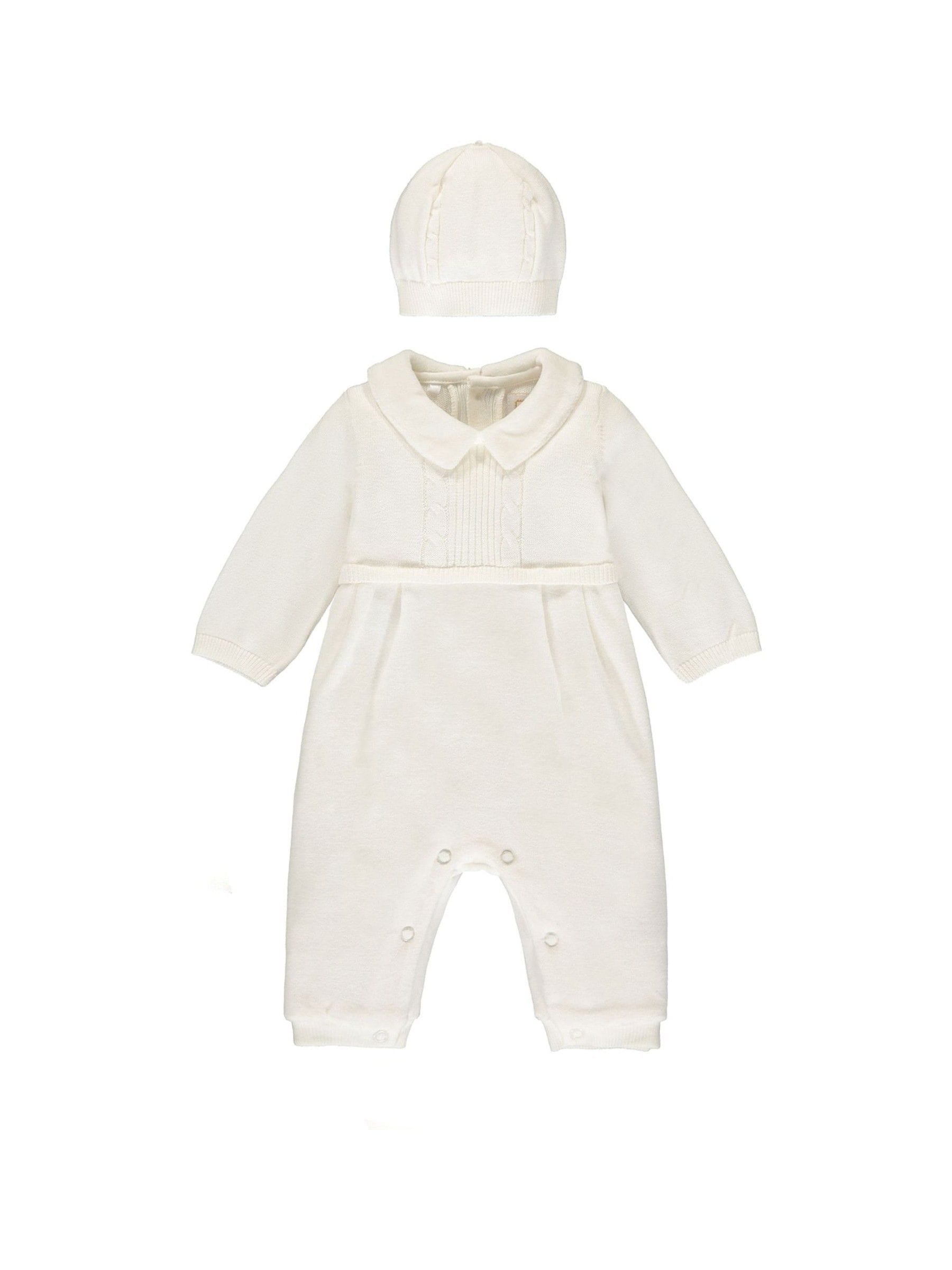 Emile Et Rose White 100% Cotton Cable Knit Upper & Velour Lower Aio With Hat image 2