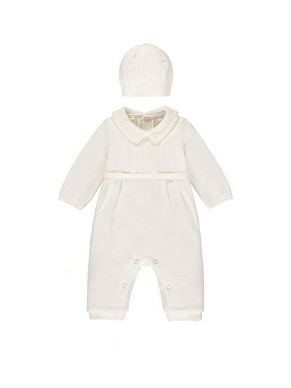 Emile Et Rose White 100% Cotton Cable Knit Upper & Velour Lower Aio With Hat image 2