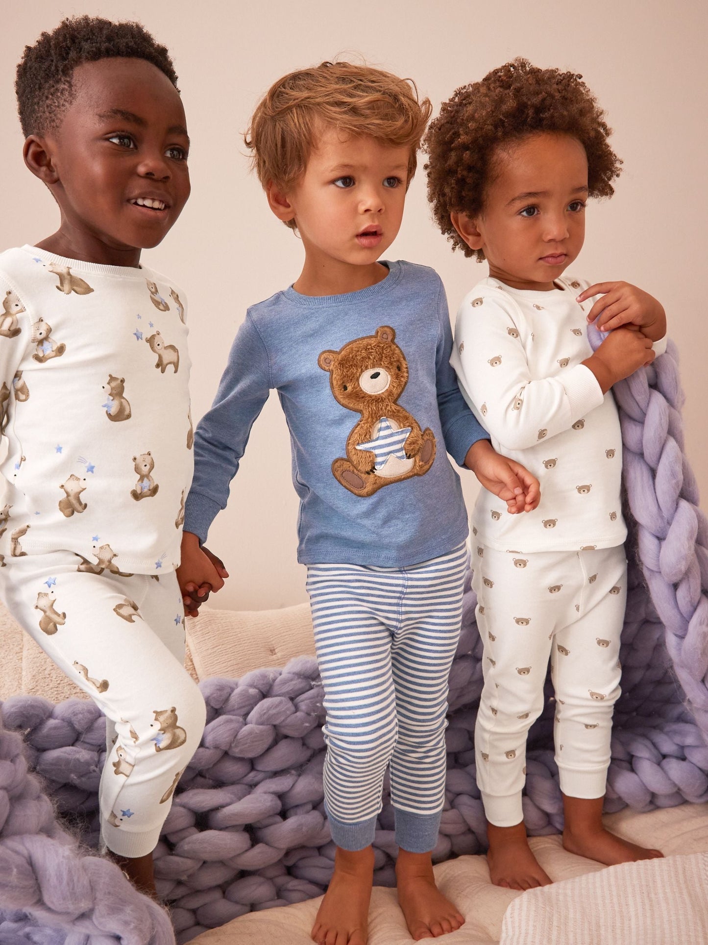Light Blue Bear 3 Pack Snuggle Pyjamas (9mths-6yrs)