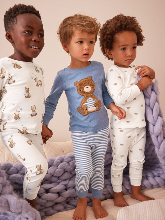 Light Blue Bear 3 Pack Snuggle Pyjamas (9mths-6yrs)