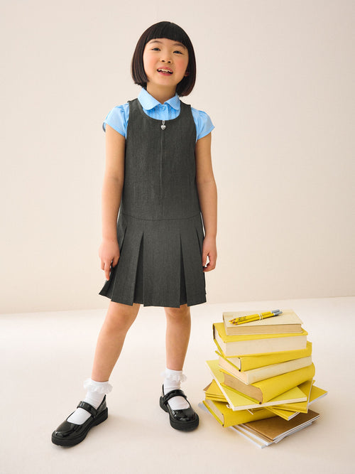 Dsiney Kidz - Grey Regular Fit Zip Front School Pinafore (3-14yrs) image 1