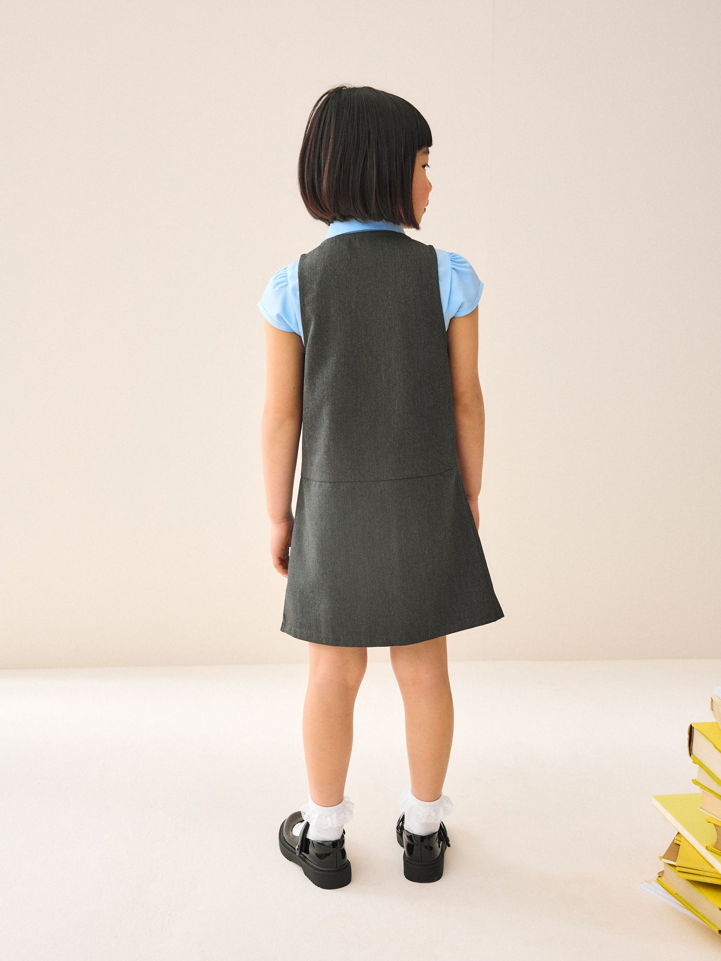 Grey Regular Fit Zip Front School Pinafore (3-14yrs) image 3