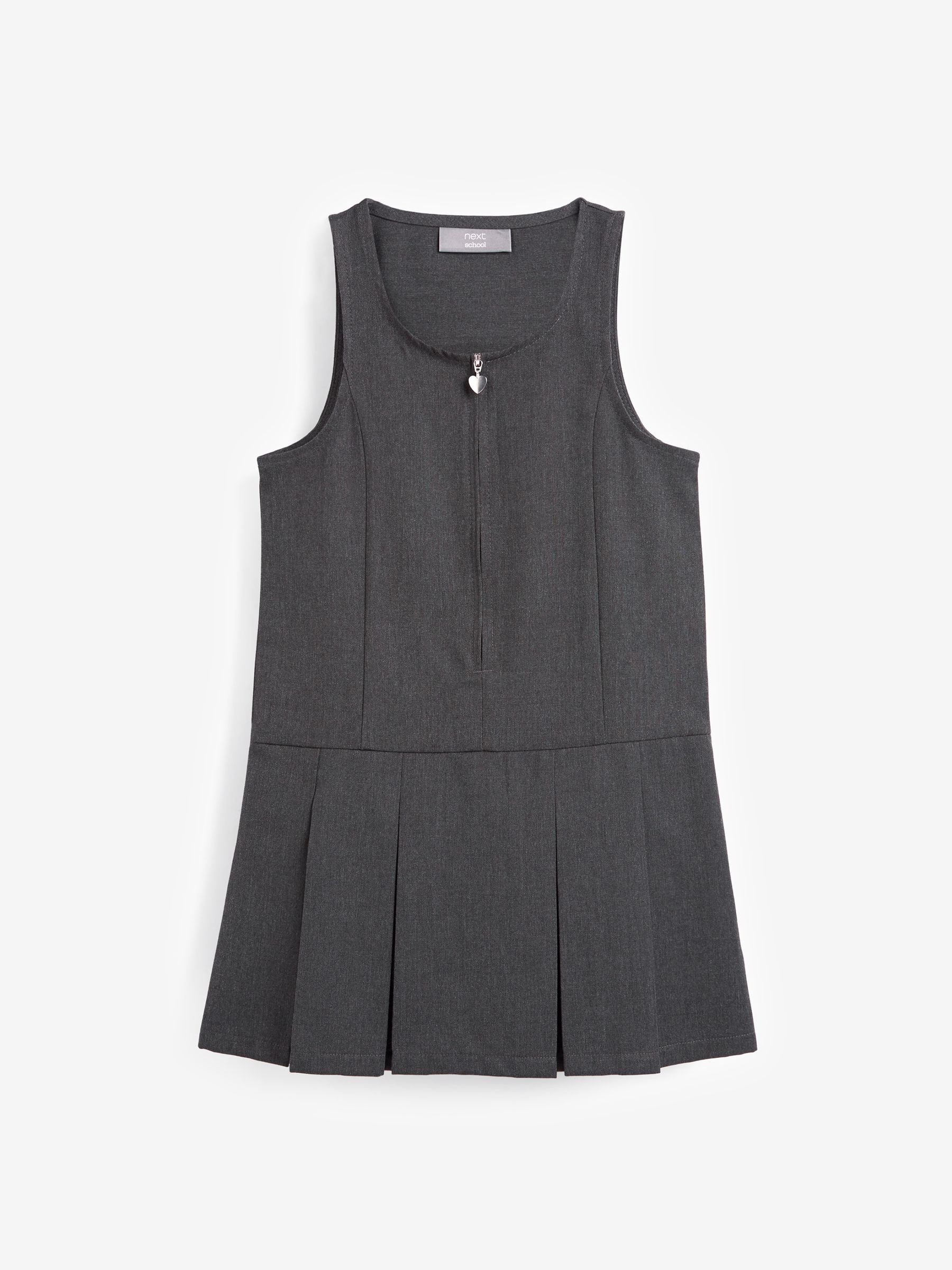 Grey Regular Fit Zip Front School Pinafore (3-14yrs) image 5