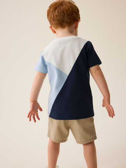 Blue/Navy Short Sleeve Colourblock T-Shirt (3mths-7yrs) image 5