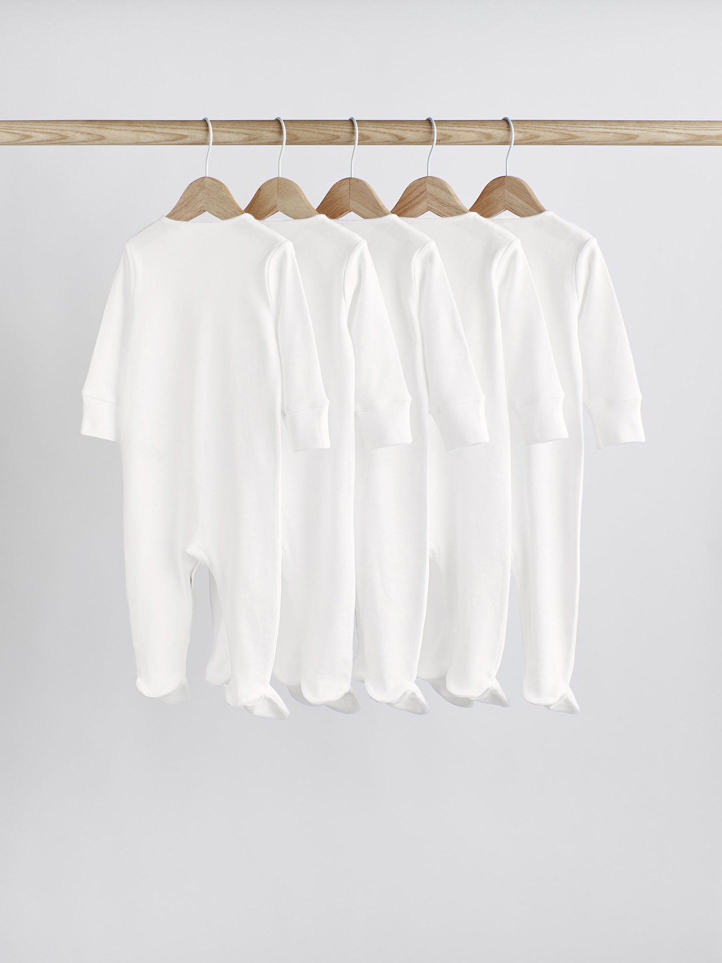 White 5 Pack 100% Cotton Baby Sleepsuits (0-18mths) image 2