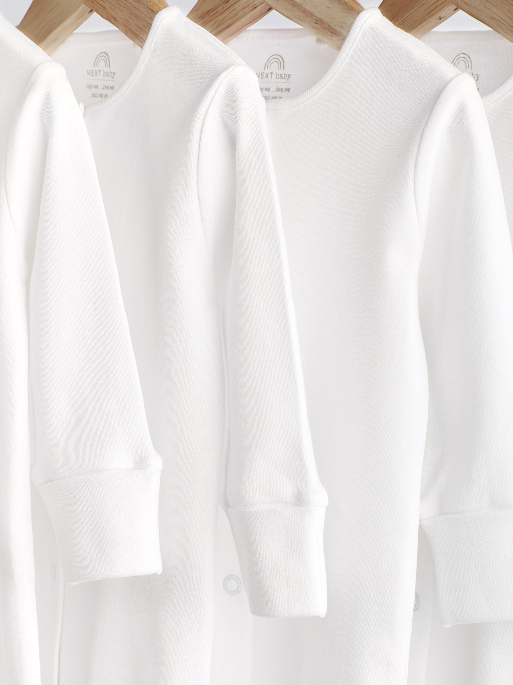 White 5 Pack 100% Cotton Baby Sleepsuits (0-18mths) image 3