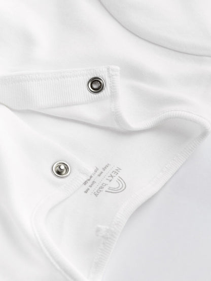 White 5 Pack 100% Cotton Baby Sleepsuits (0-18mths) image 4