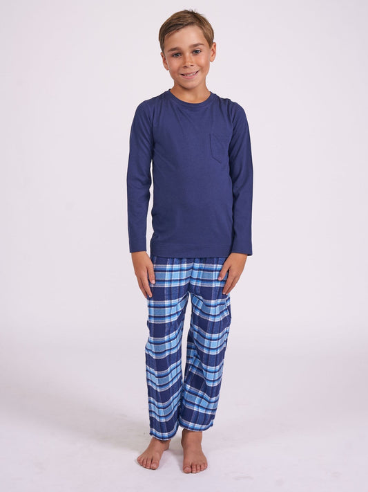 Cyberjammies Blue Jersey Top & Check Pyjamas Set - image 2