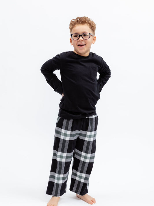 Cyberjammies Black Jersey Top & Check Pyjamas Set - image 1