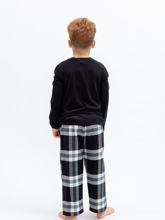 Cyberjammies Black Jersey Top & Check Pyjamas Set - image 2