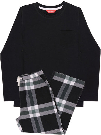 Cyberjammies Black Jersey Top & Check Pyjamas Set - image 3