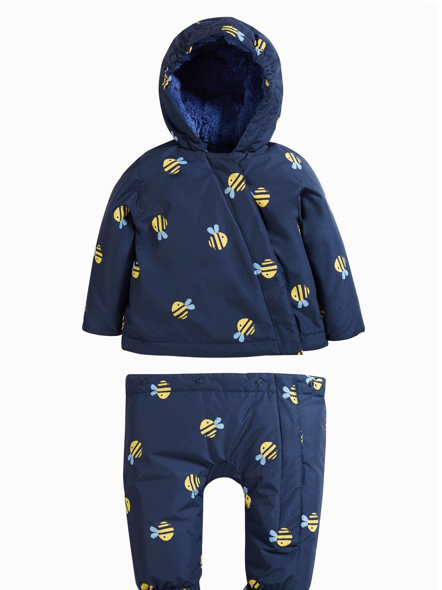 Frugi Blue Bumble Bee 2-In-1 Pramsuit To Coat image 3