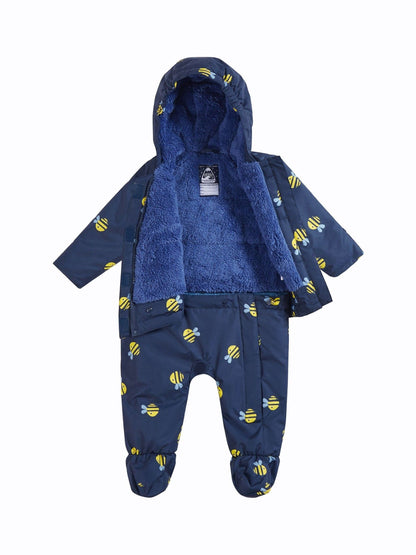 Frugi Blue Bumble Bee 2-In-1 Pramsuit To Coat image 4