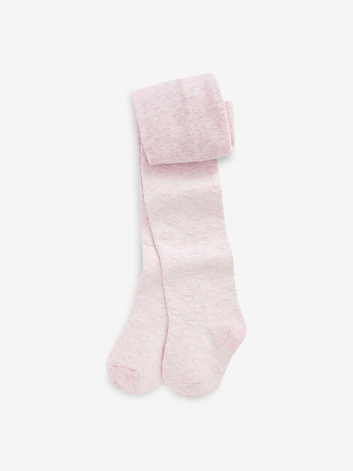 Dsiney Kidz - Pink Cotton Rich Textured Heart Tights image 1