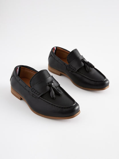 Black Tassel Standard Fit (F) Smart Loafers image 1
