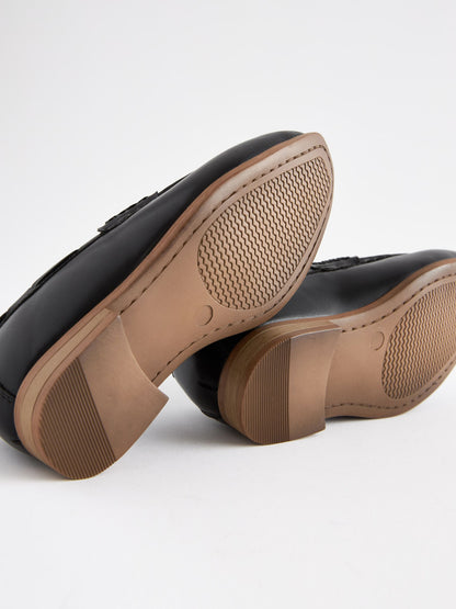 Black Tassel Standard Fit (F) Smart Loafers image 2