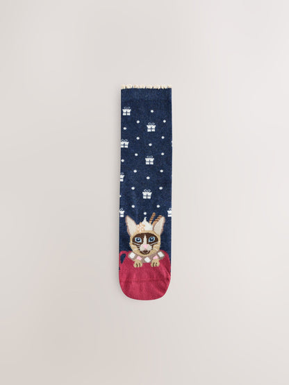 Winter Cats Novelty Heel & Toe Detail Ankle Socks 4 Pack - image 4