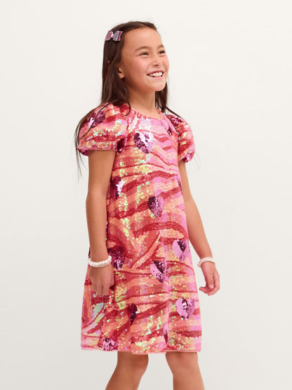 Dsiney Kidz - Monsoon Pink Sequin Heart Party Dress image 1