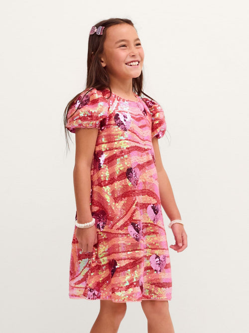 Dsiney Kidz - Monsoon Pink Sequin Heart Party Dress image 1
