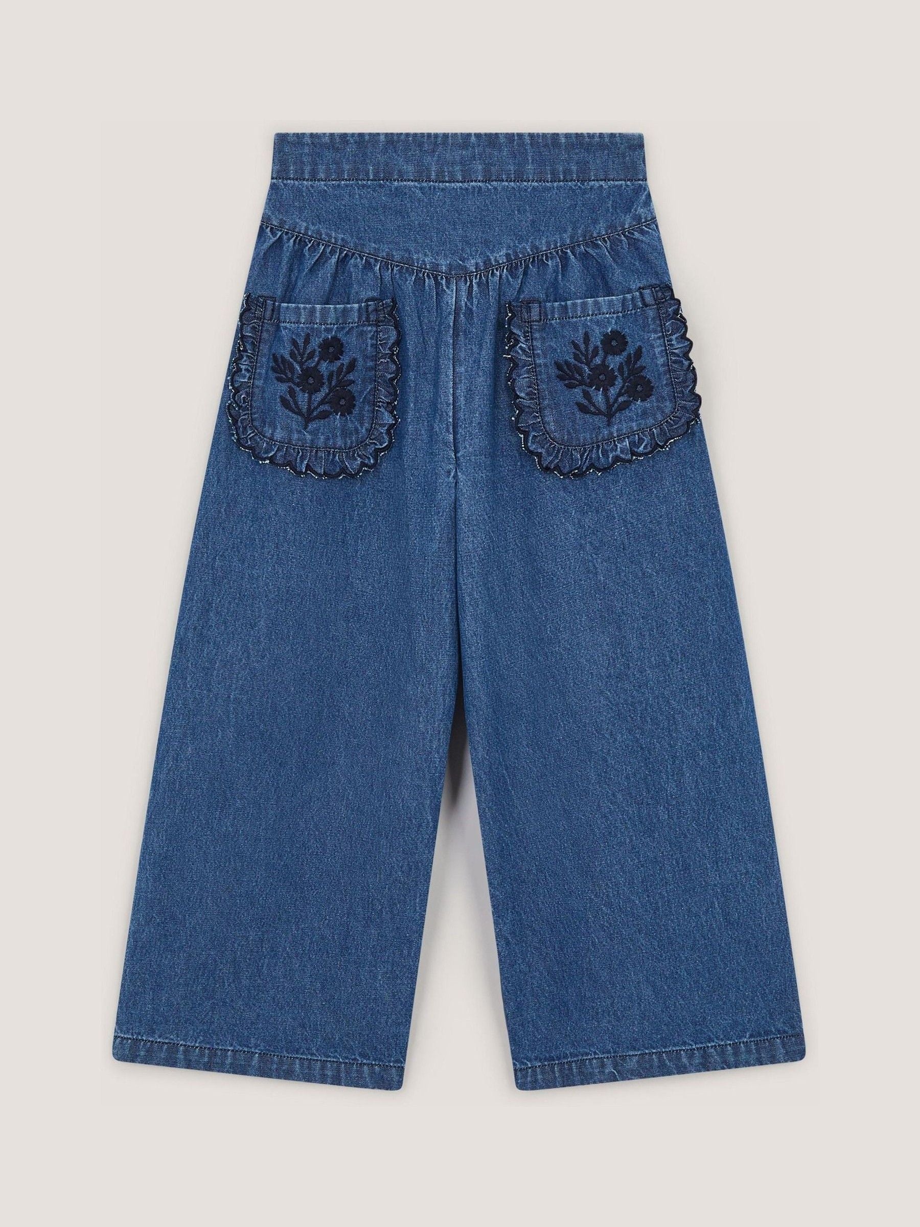 Dsiney Kidz - Monsoon Blue Embroidered Pocket Chambray Trousers image 2