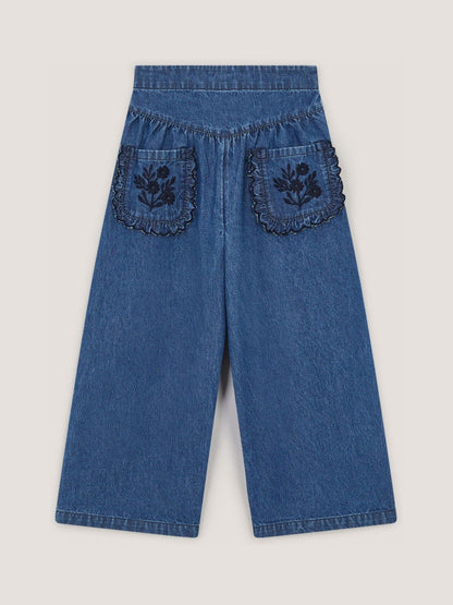 Dsiney Kidz - Monsoon Blue Embroidered Pocket Chambray Trousers image 2