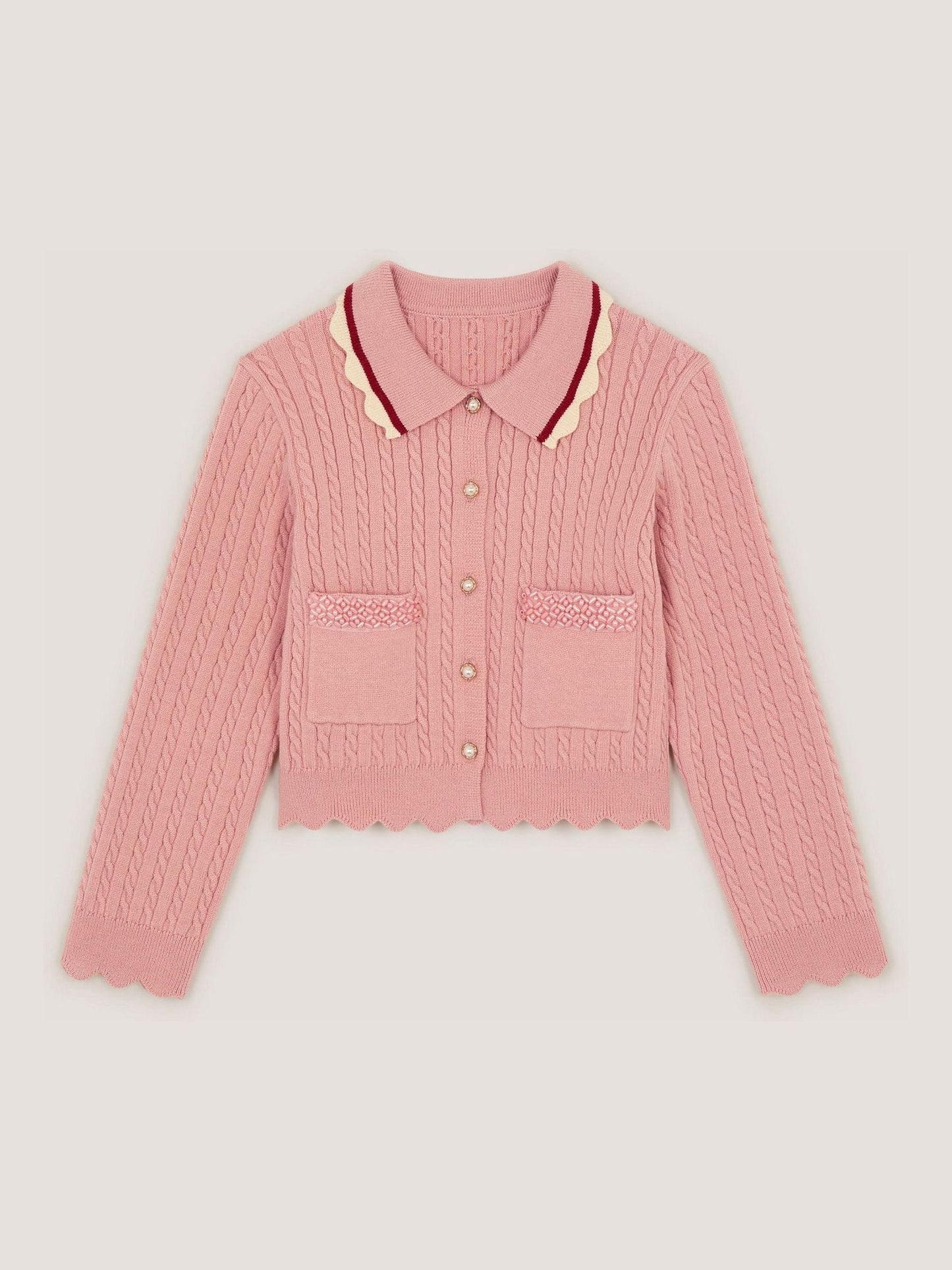 Dsiney Kidz - Monsoon Pink Embellished Cable Knit Cardigan image 2