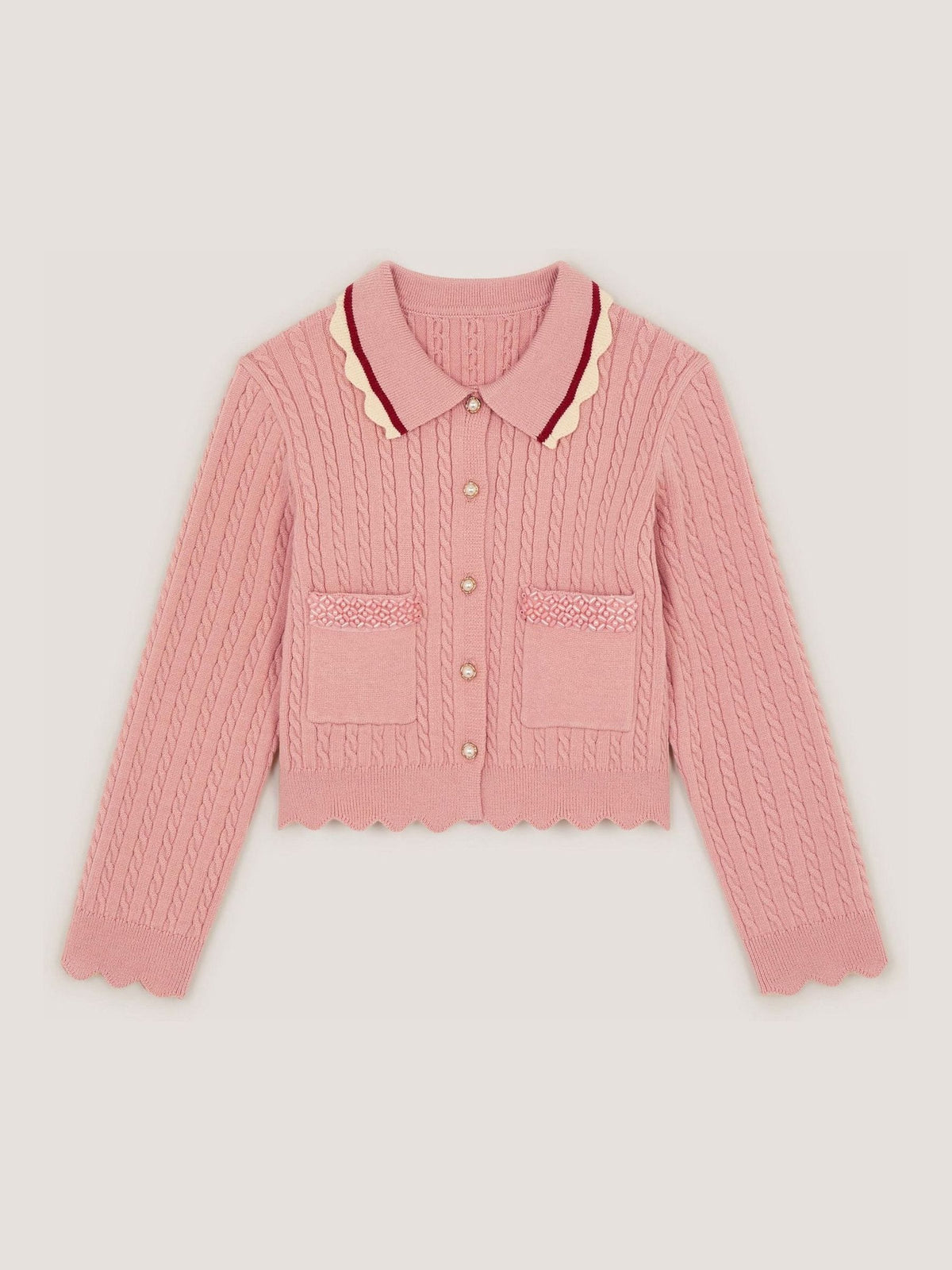 Dsiney Kidz - Monsoon Pink Embellished Cable Knit Cardigan image 2