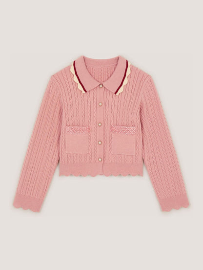 Dsiney Kidz - Monsoon Pink Embellished Cable Knit Cardigan image 2
