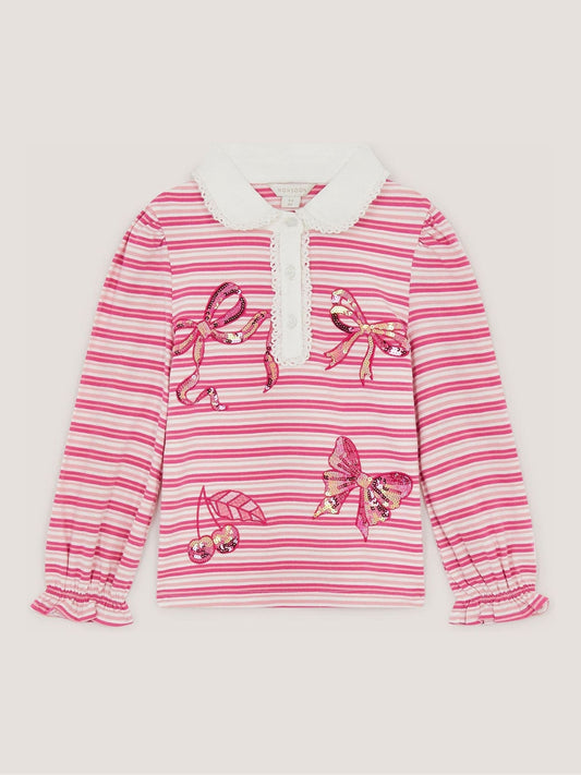 Dsiney Kidz - Monsoon Pink Mon Cheri Stripe Top image 2