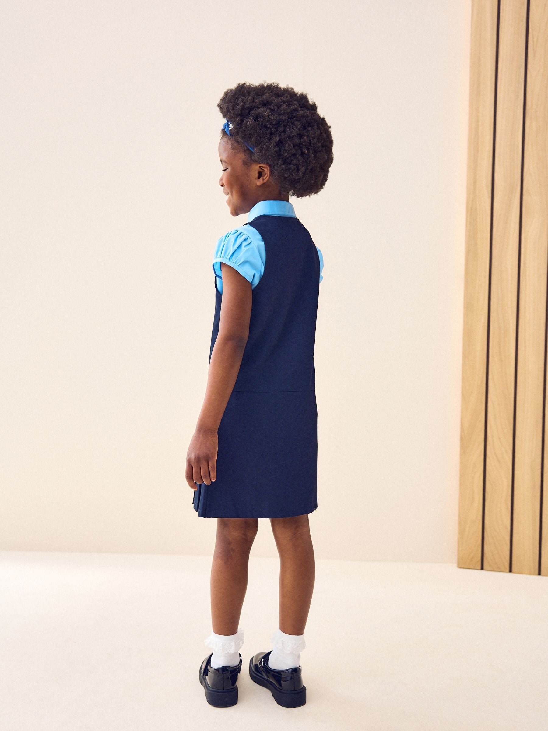 Navy Blue Regular Fit Zip Front School Pinafore (3-14yrs) image 2