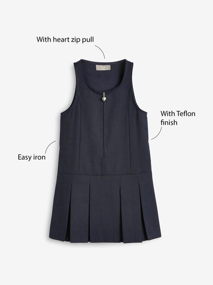 Navy Blue Regular Fit Zip Front School Pinafore (3-14yrs) image 4
