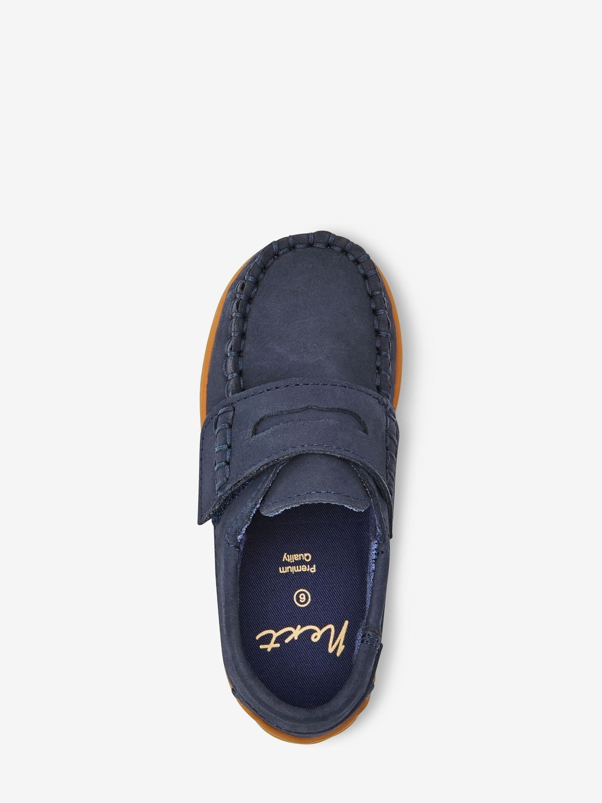 Navy Wide Fit (G) Touch Fastening Leather Penny Loafers image 5