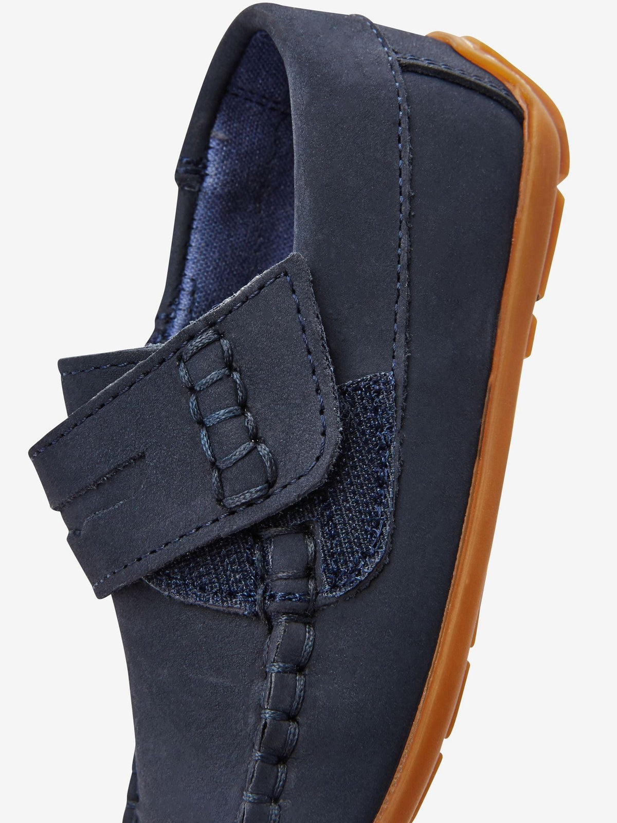 Navy Wide Fit (G) Touch Fastening Leather Penny Loafers image 8