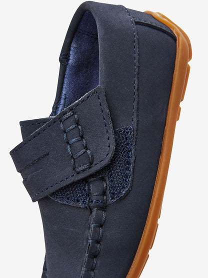 Navy Wide Fit (G) Touch Fastening Leather Penny Loafers image 8