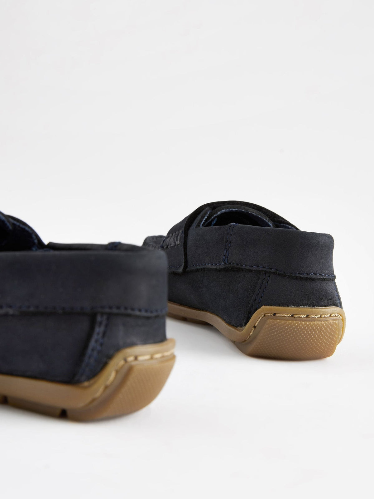 Navy Wide Fit (G) Touch Fastening Leather Penny Loafers image 9